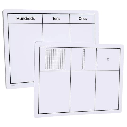 Didax Write-On & Wipe-Off Base Ten Blocks Mat, 10ct.